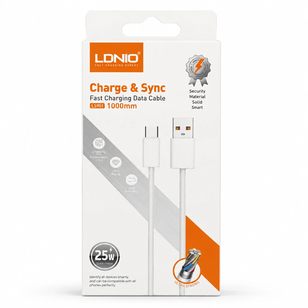 خرید کابل فست شارژ الدینیو تایپ سی مدل LS901 طول 1 متر