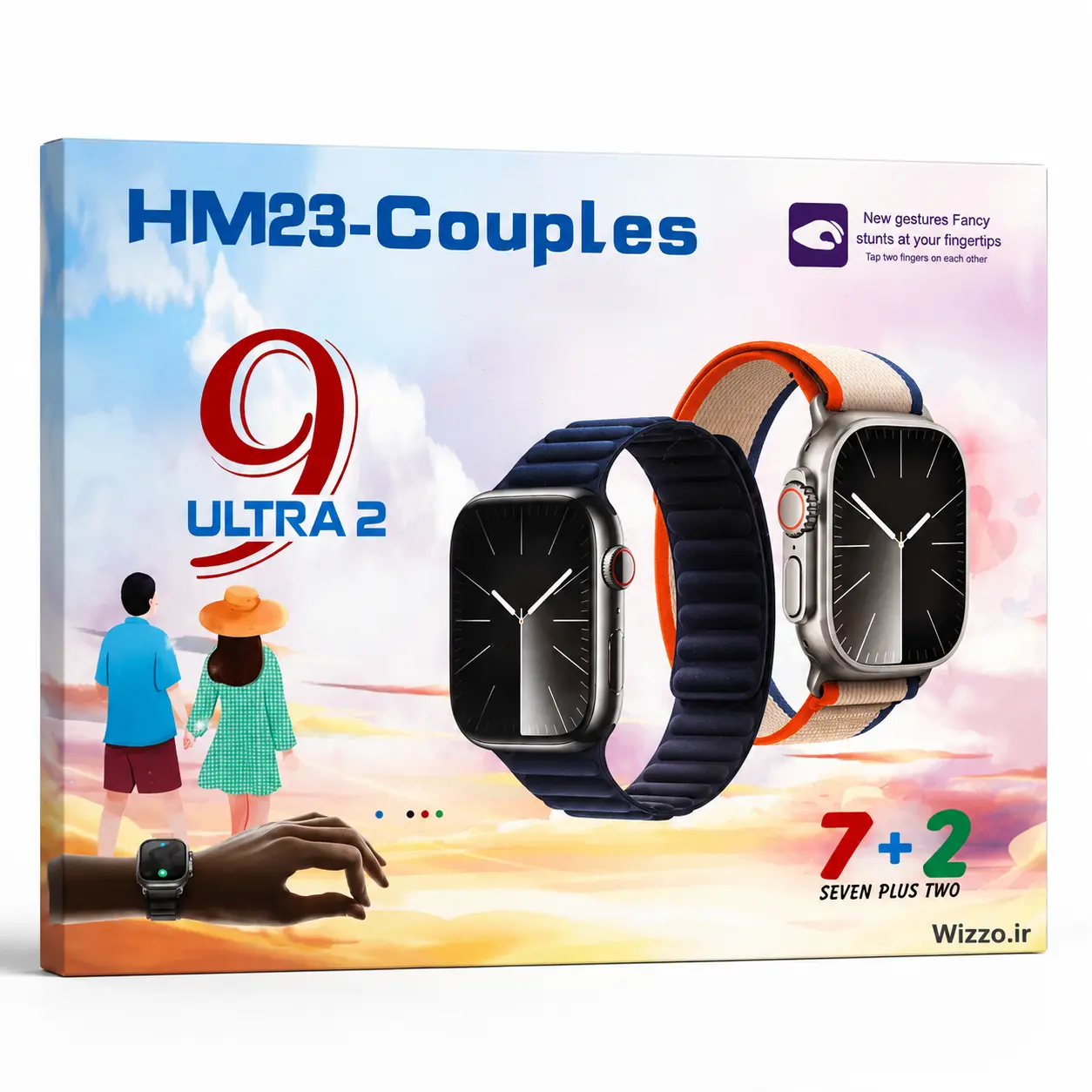 ست ساعت هوشمند 2 عددی مدل HM23-Couples به همراه 7 بند متنوع