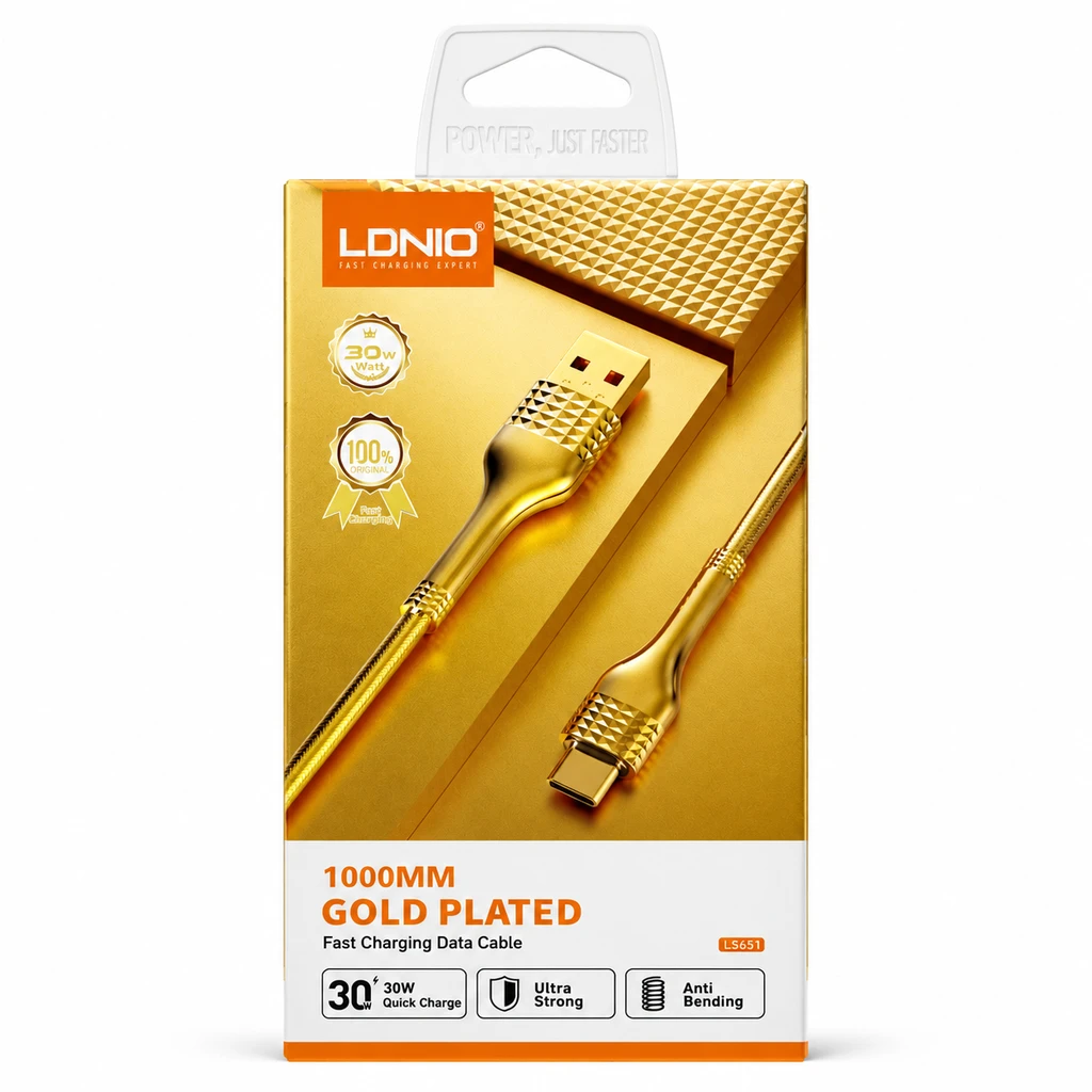 خرید کابل شارژ USB به USB-C فست شارژ الدینیو مدل LS651 طول 1 متر