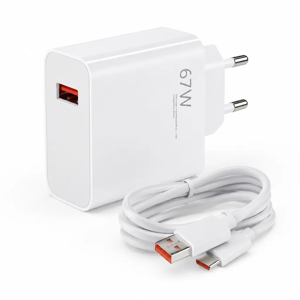 خرید شارژر 67 وات شیائومی اورجینال مدل turbo fast به همراه کابل تبدیل usb-c